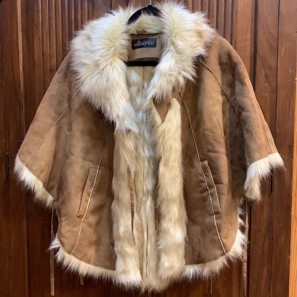 Like New! Fabulous Furs faux fur poncho
